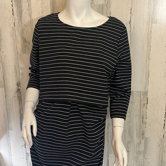 Womens Black and White Long Sleeve Maternity Dress, Size 10 SERAPHINE  #N39 - Picture 2 of 5